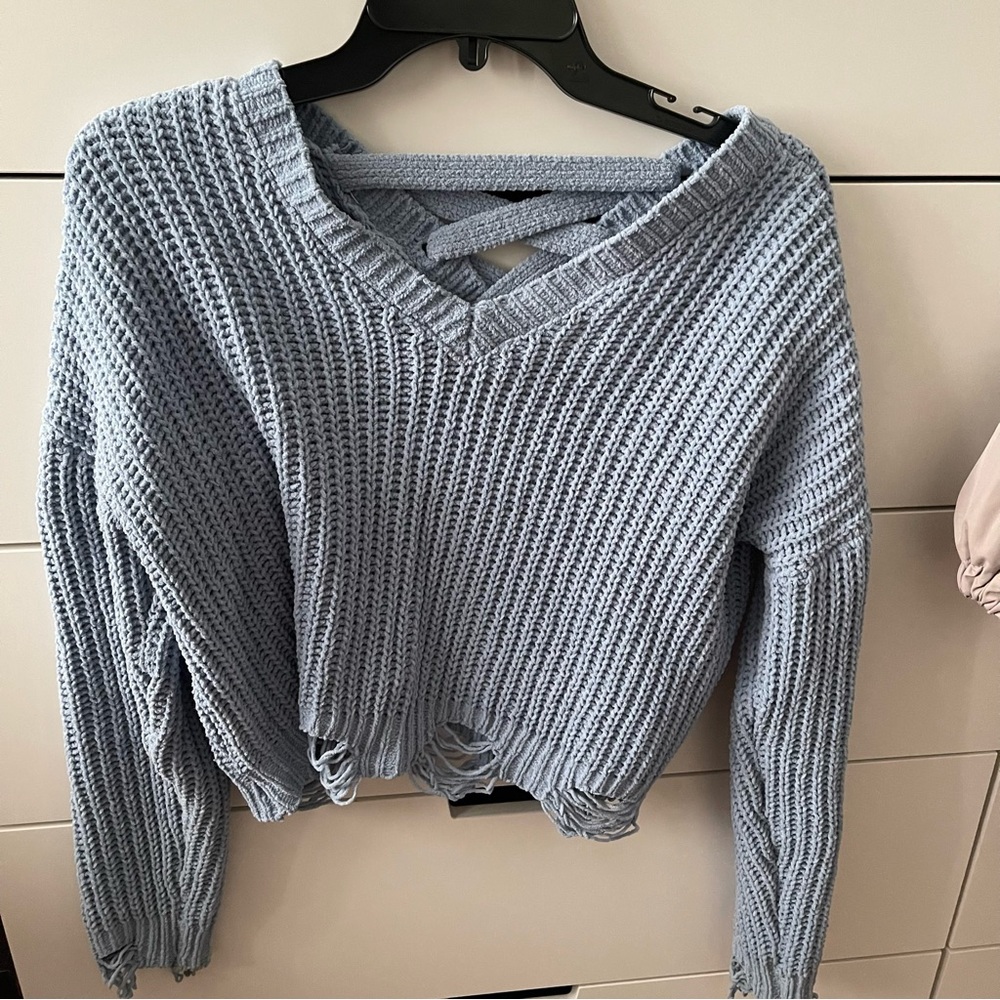 Baby blue knit top